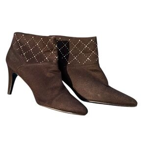 NWOT Women’s black ankle gold rhinestone boots w a 3.5 inch heel size 11 by IMPO